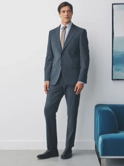 Next Gris de charbon de bois - Slim Fit (Slim Fit) - Veste de costume Coupe ajustée Motion Flex Mélange en laine Best