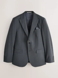 Next Gris de charbon de bois - Slim Fit (Slim Fit) - Veste de costume Coupe ajustée Motion Flex Mélange en laine Best