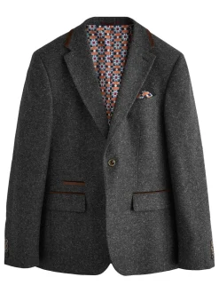 Next Gris de charbon de bois - Veste de costume Coupe classique en laine Blend Outlet