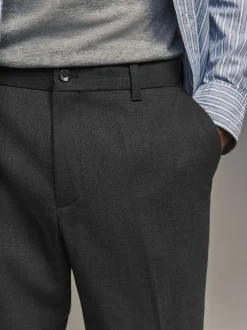 Next Gris de charbon de bois - Coupe classique Pantalons élégants With Wool Outlet