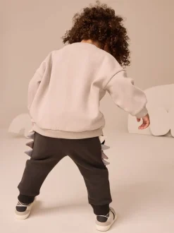 Next - Ensemble Sweat-shirt et Survêtement (3mois à7ans) Gris et anthracite à pointes de dinosaures Outlet