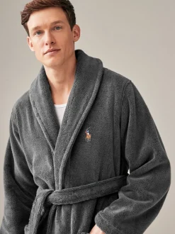 Polo Ralph Lauren Gris foncé - Peignoir à col châle Sale