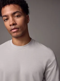 Next - Coupe ample - T-shirt épais Gris glace Best