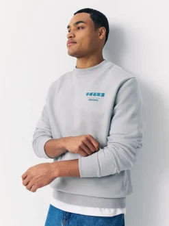 Next Gris glace - Sweat-shirt avec col ras du cou - Licence graphique Hokusai Hot