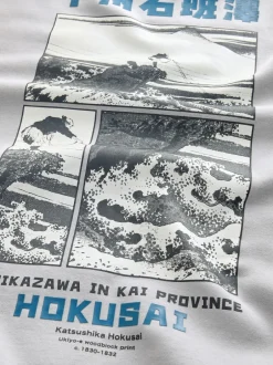 Next Gris glace - Sweat-shirt avec col ras du cou - Licence graphique Hokusai Hot