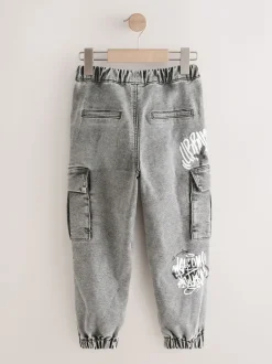 Next Gris Graffiti - Jean cargo à taille élastique (3-16ans) Online