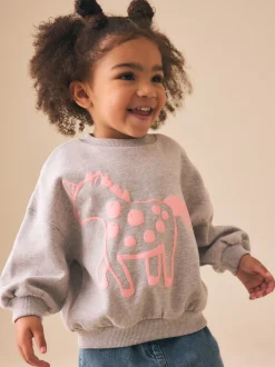 Next - Sweat à col ras du cou (3mths-7yrs) Gris motif licorne Discount
