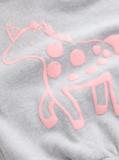 Next - Sweat à col ras du cou (3mths-7yrs) Gris motif licorne Discount