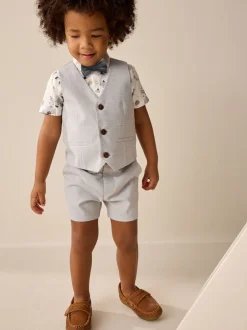 Next Gris motif pied-de-poule - Gilet/chemises/shorts et noué Cravate (3 {} mois-9ans) New