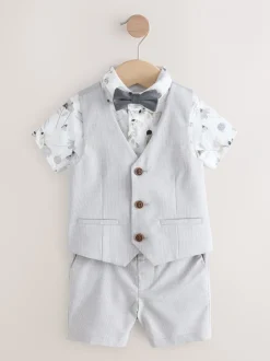 Next Gris motif pied-de-poule - Gilet/chemises/shorts et noué Cravate (3 {} mois-9ans) New