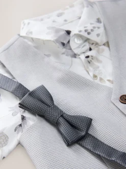 Next Gris motif pied-de-poule - Gilet/chemises/shorts et noué Cravate (3 {} mois-9ans) New