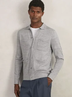 Reiss Gris pâle Mouline - Chemise Munich Outlet