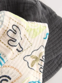 Next Gris Stampy imprimé tissé - Paquet de bonnets pour bébé 2 (0mois-2ans) Sale