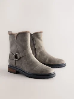 Next Gris texturé - Bottines Forever Comfort® en fourrure synthétique Sale