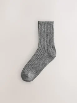 Next - Laine thermale Blend Chaussettes de cheville 3 Lot avec soie Gris ton sur ton Sale