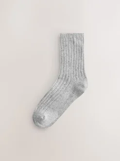 Next - Laine thermale Blend Chaussettes de cheville 3 Lot avec soie Gris ton sur ton Sale