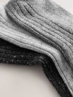 Next - Laine thermale Blend Chaussettes de cheville 3 Lot avec soie Gris ton sur ton Sale