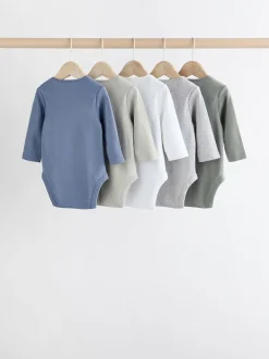 Next Gris/Blanc - Bodysuits à manches longues 5 Pack Clearance
