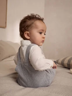 Next Gris/Blanc - Ensemble salopette et body bébé en coton tissé (0mois-3ans) Sale