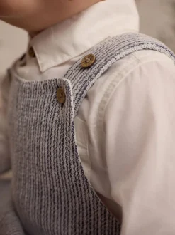 Next Gris/Blanc - Ensemble salopette et body bébé en coton tissé (0mois-3ans) Sale