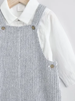 Next Gris/Blanc - Ensemble salopette et body bébé en coton tissé (0mois-3ans) Sale
