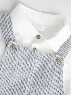 Next Gris/Blanc - Ensemble salopette et body bébé en coton tissé (0mois-3ans) Sale