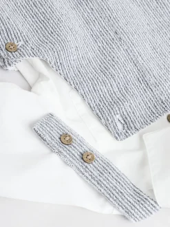 Next Gris/Blanc - Ensemble salopette et body bébé en coton tissé (0mois-3ans) Sale