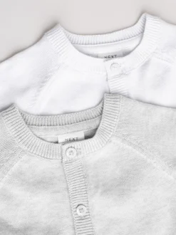 Next Gris/Blanc - Gris et blanc 2pk Cardigan bébé en maille Outlet