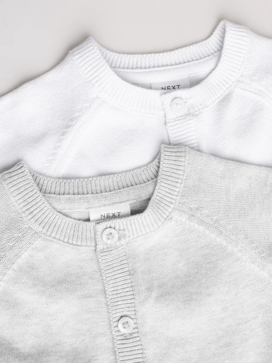 Next Gris/Blanc - Gris et blanc 2pk Cardigan bébé en maille Outlet