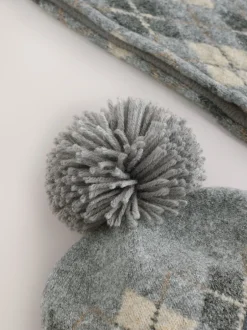 Next - Ensemble chapeau, écharpe et gants 3 pièces (3-16ans) Gris/blanc à losanges Best