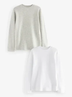Next - Lot de 2 Hauts thermiques à manches longues (2-16ans) Gris/Blanc Discount