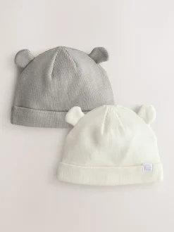 Next Gris/Blanc - Lot de 2bonnets côtelés pour bébé
