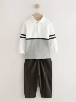Next Gris/blanc zippé - Ensemble polo et jogging à manches longues (3mois-7ans) Online