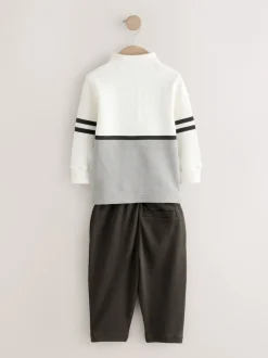 Next Gris/blanc zippé - Ensemble polo et jogging à manches longues (3mois-7ans) Online