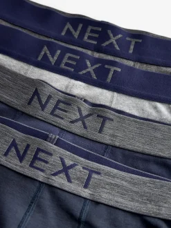 Next Gris/Marine - Lot de 4 - Boxers hipster 100% coton Sale