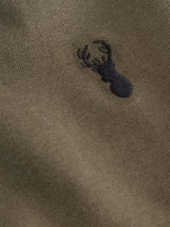 Next - T-shirt brodé Manches courtes Stag 4 Pack (3-16ans) Gris/Noir/Vert/Fauve Marron kaki Clearance