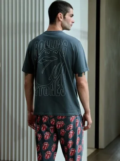 Next Gris/rouge - Ensemble de pyjamas The Rolling Stones à manches courtes Hot