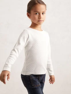 Reiss Haut à manches longues en coton pointelle Poppy