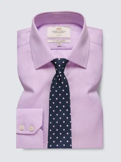 Hawes & Curtis Chemises étroites en dent de chien sans fer 100% coton Violet Sale