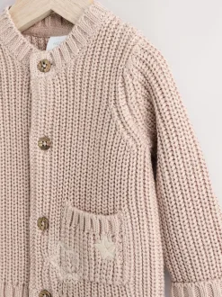 Next Hello World Neutre - Cardigan épais brodé en maille pour bébé New