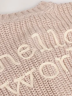 Next Hello World Neutre - Cardigan épais brodé en maille pour bébé New