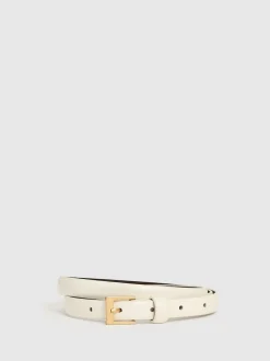 Reiss Hors blanc - Ceinture fine en cuir Holly Outlet