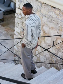 MAUVAIS Hors blanc - Chemise Bocelli à rayure manches longues Clearance