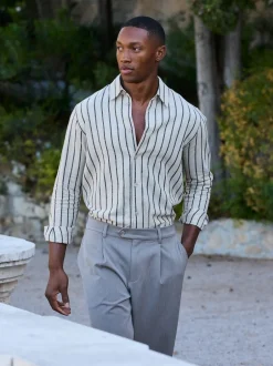 MAUVAIS Hors blanc - Chemise Bocelli à rayure manches longues Clearance