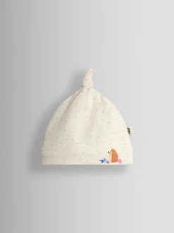 Jojo Maman Bébé Hérisson moucheté Crème - Chapeau bébé en coton biologique appliqué Outlet