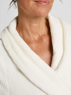 Hunkemoller Peignoir blanc en polaire courte en flanelle à pois en relief
