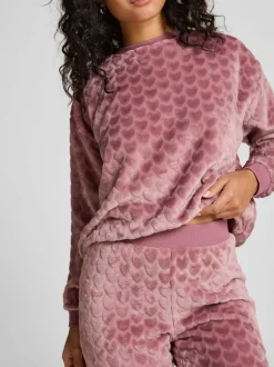 Hunkemoller pyjama violet en polaire cœur Online