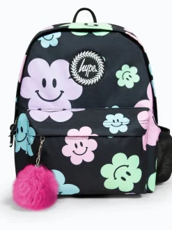 Hype . Sac à dos emblématique Happy Flower noir pour fille Discount