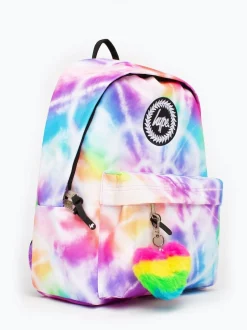 Hype . Sac à dos emblématique rose arc-en-ciel avec cœur tie-dye pour fille Clearance