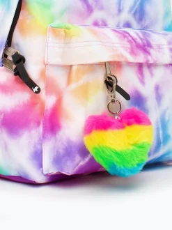 Hype . Sac à dos emblématique rose arc-en-ciel avec cœur tie-dye pour fille Clearance